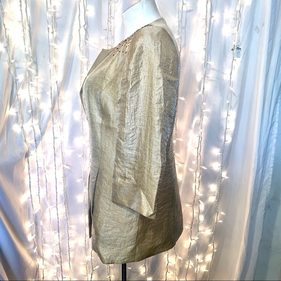 LESLIE FAY ⭐️ Vintage Gold Sequin Open Blazer - Picture 4 of 8